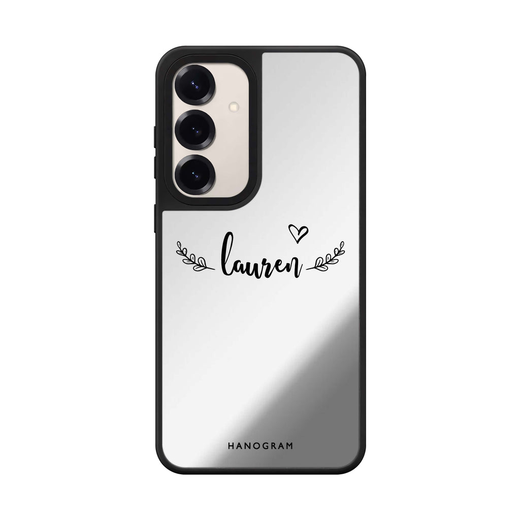 Custom name Sleek Samsung Galaxy mirror case front view