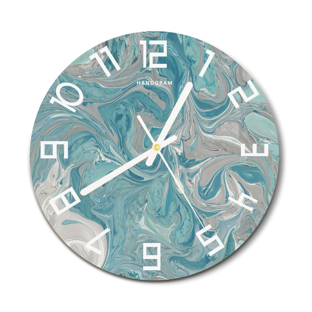 Emerald Marble Flow premium glass wall clock, marble home decor clock, main view