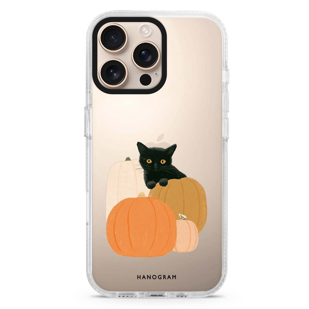 Peekaboo Pumpkin Kitten iPhone 16 Pro Max Ultra Clear Case - front view