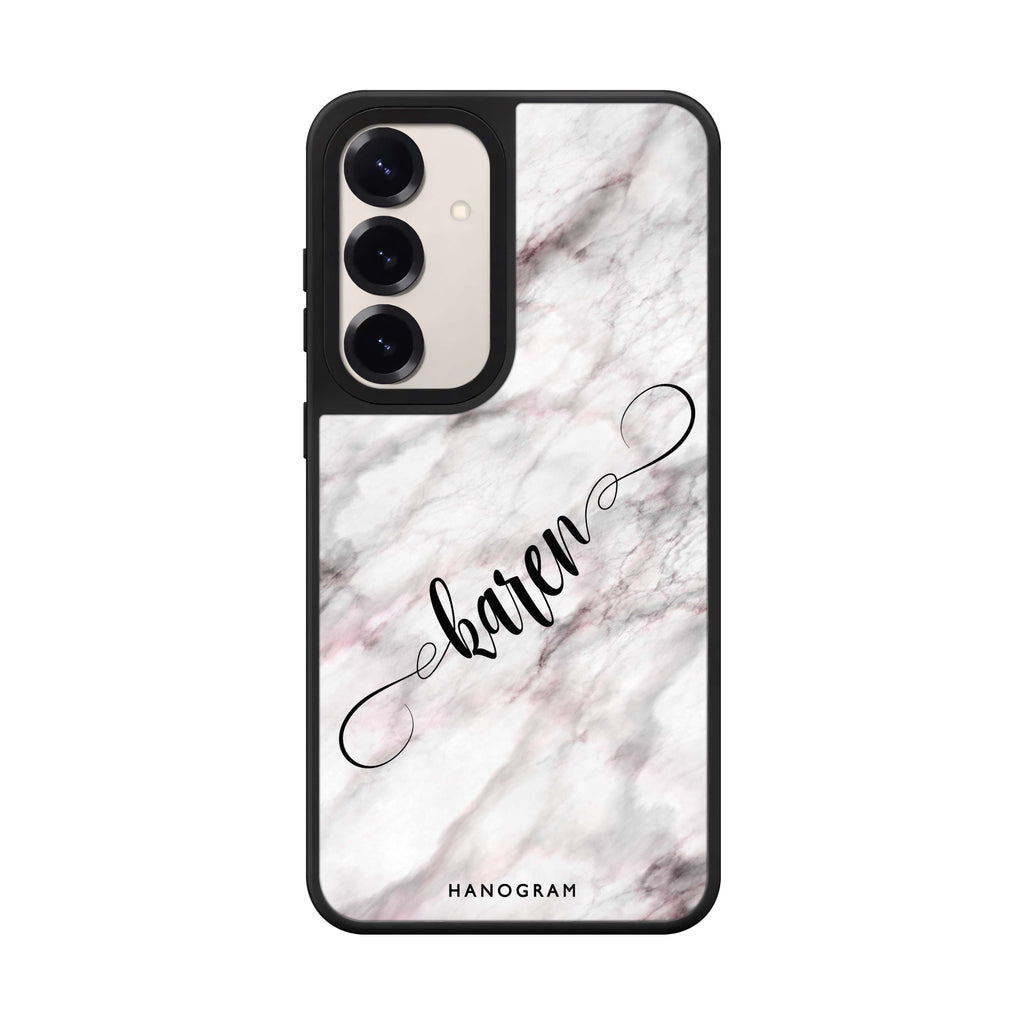 Custom name Cursive Name Marble Samsung Galaxy mirror case front view