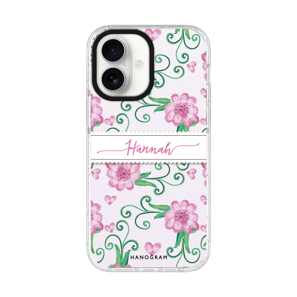 The Dancing Flower personalized name iPhone 17 ultra clear MagSafe case, front product view