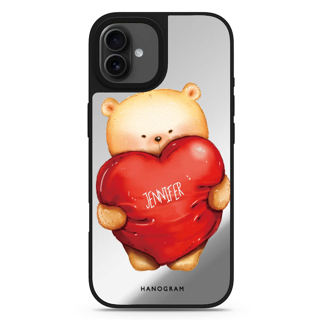 Bear Hug personalized name animal design iPhone 17 mirror case