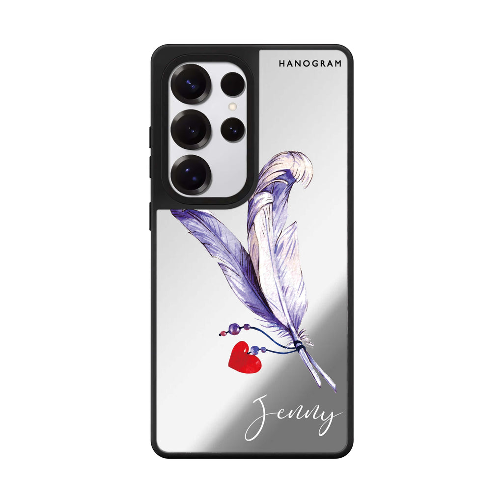 Custom Feather Samsung Galaxy S25 S24 S23 Ultra mirror case, front view
