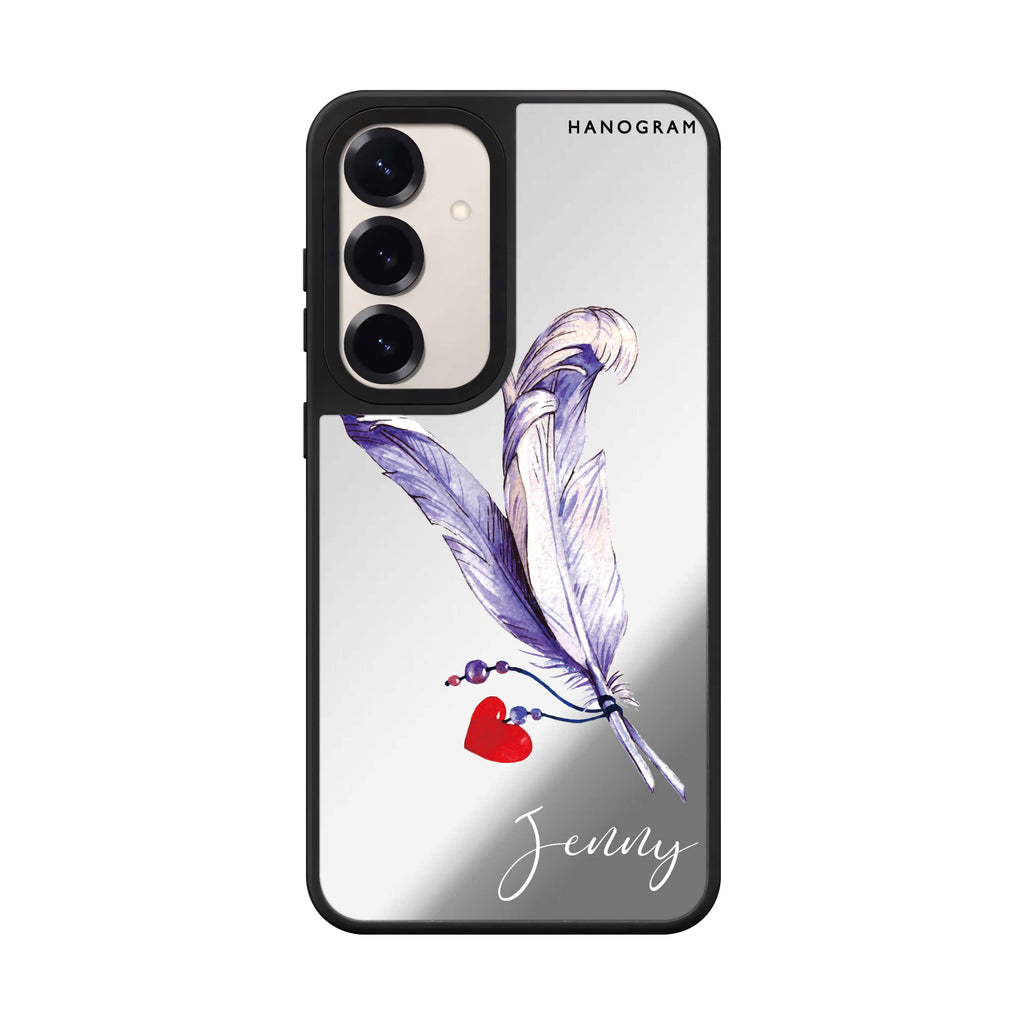 Custom name Feather Samsung Galaxy mirror case front view