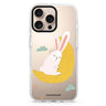 Moon Bunny iPhone 16/15/14 Pro Max & Pro ultra clear case rabbit illustration, front product view