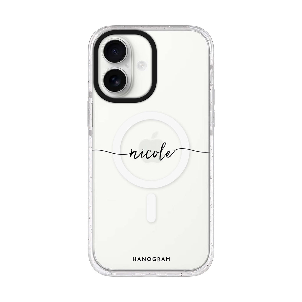 Slim Handwritten personalized name iPhone 17 ultra clear MagSafe case, front product view