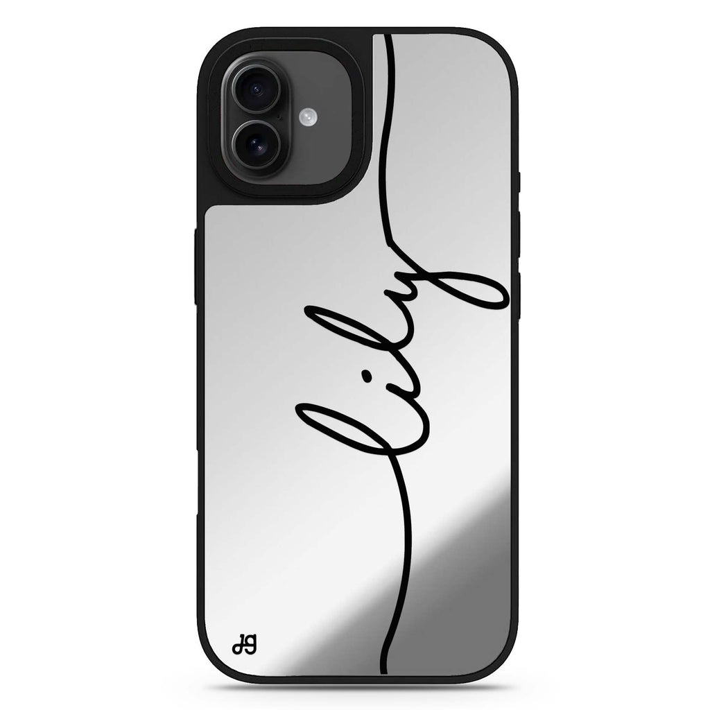 Vertical Handwritten II personalized name handwritten name typography iPhone 17 mirror case