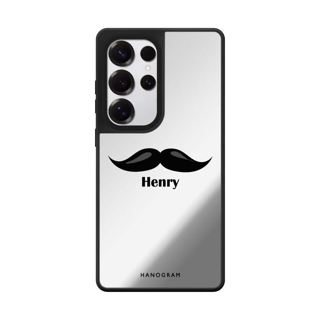 Custom Moustache Samsung Galaxy S25 S24 S23 Ultra mirror case, front view