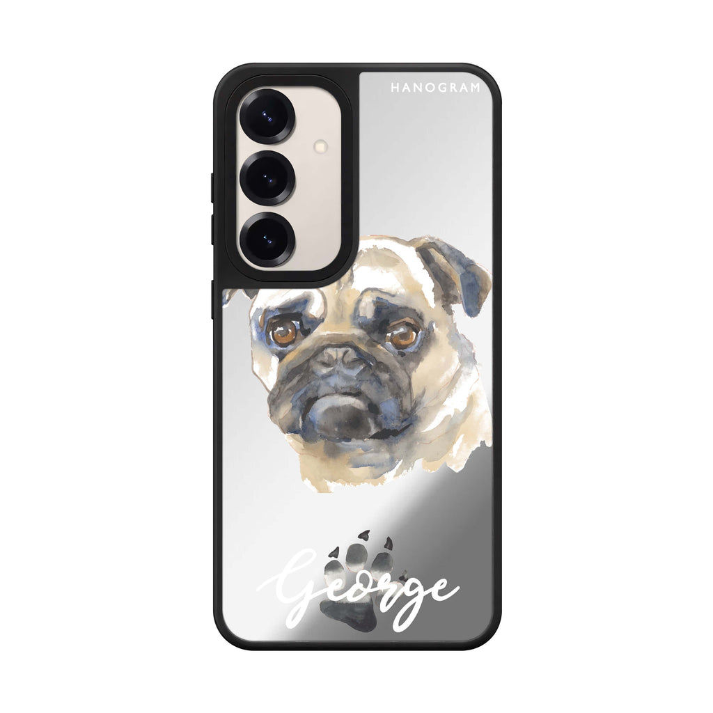Custom name Pug Samsung Galaxy mirror case front view