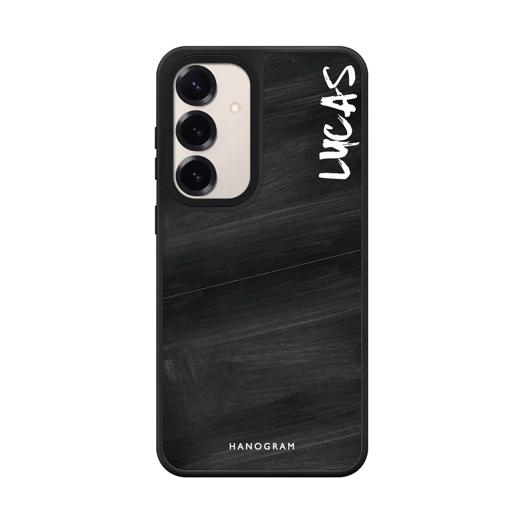 Custom name Burst Black Samsung Galaxy mirror case front view