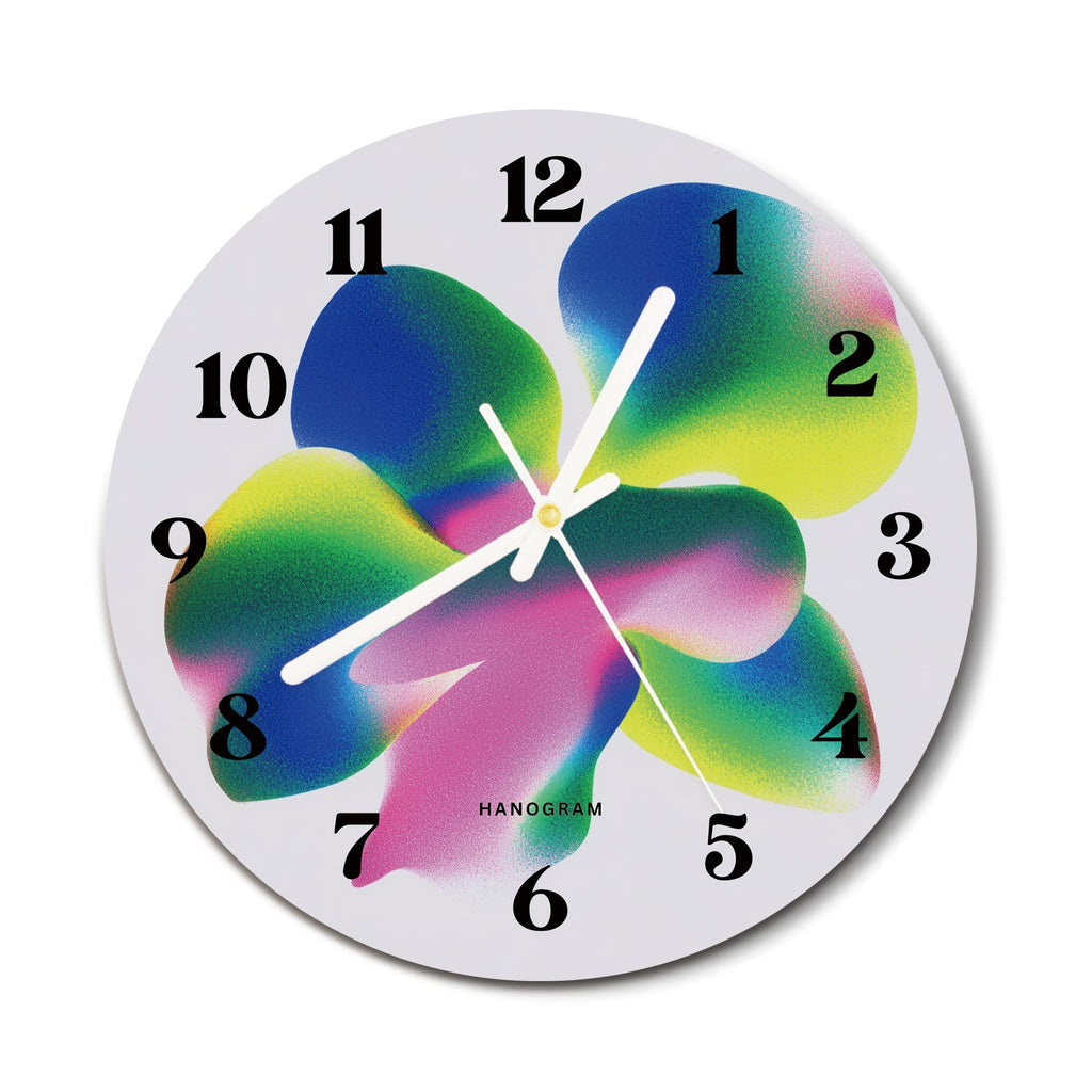 Neon Bloom Burst premium glass wall clock, floral home decor clock, main view