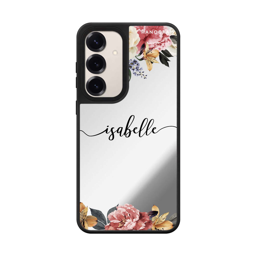 Custom name Art of Classic Floral Samsung Galaxy mirror case front view