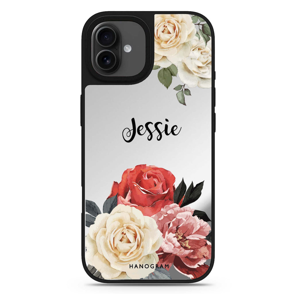 Vintage Floral personalized name retro design iPhone 17 mirror case