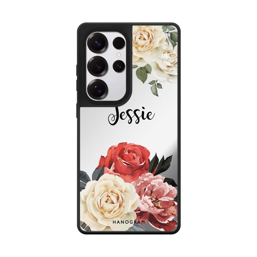 Custom Vintage Floral Samsung Galaxy S25 S24 S23 Ultra mirror case, front view