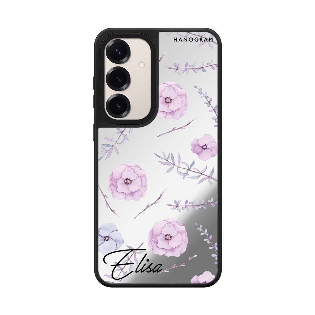 Custom name Vibrant Floral Samsung Galaxy mirror case front view