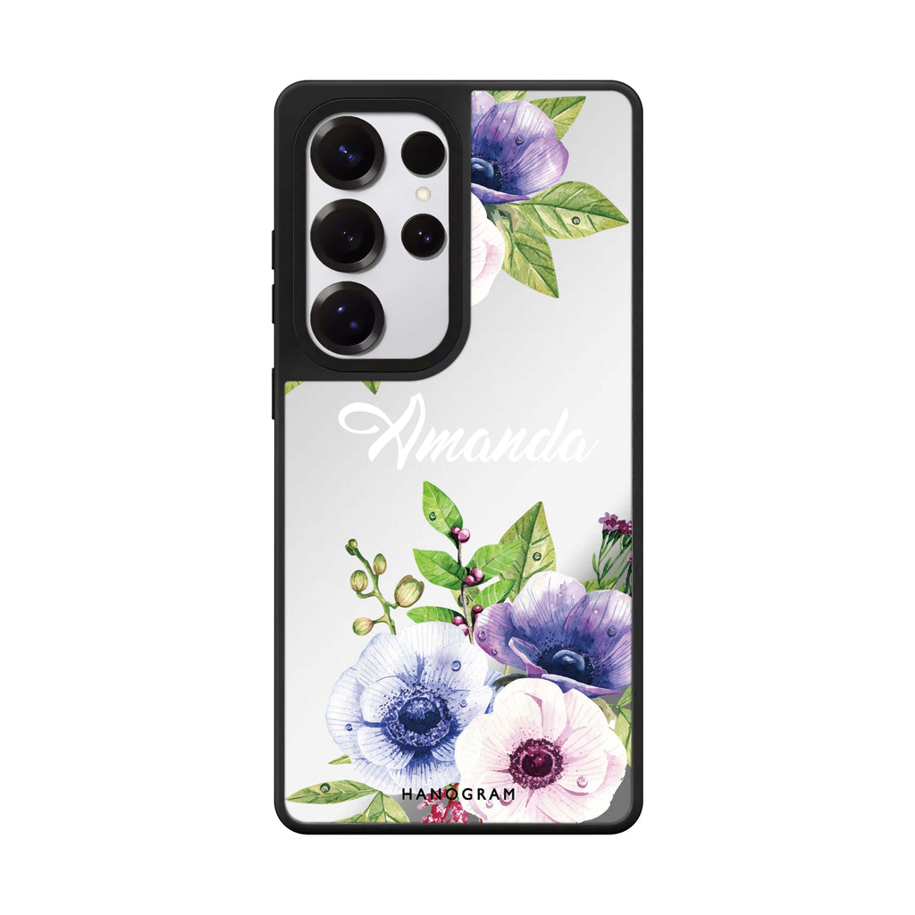 Custom Blooming Flowers Samsung Galaxy S25 S24 S23 Ultra mirror case, front view