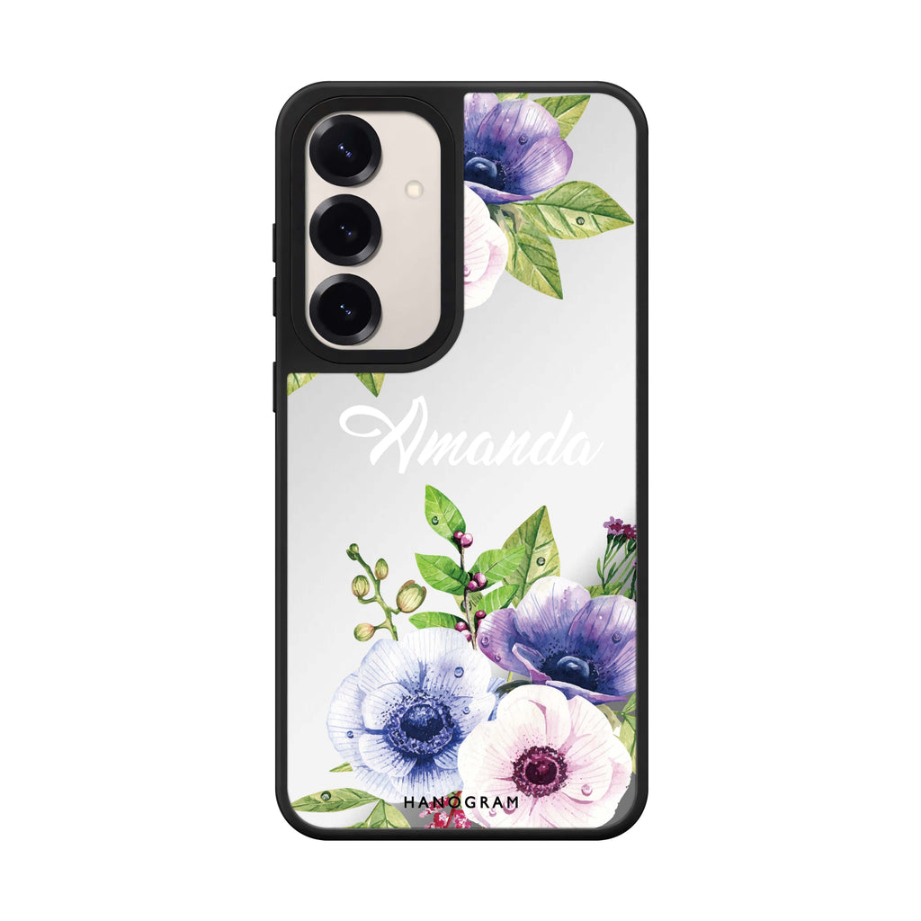 Custom name Blooming Flowers Samsung Galaxy mirror case front view