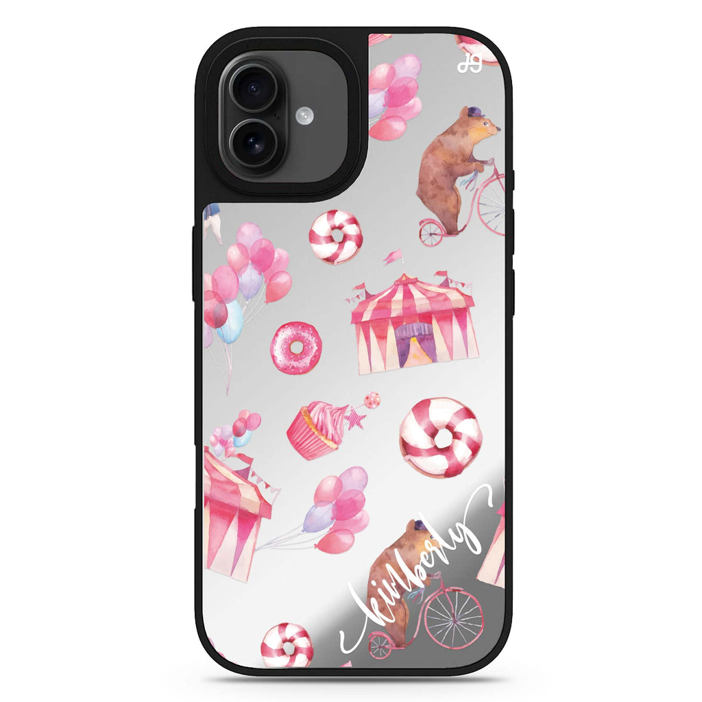 Red Circus personalized name iPhone 17 mirror case