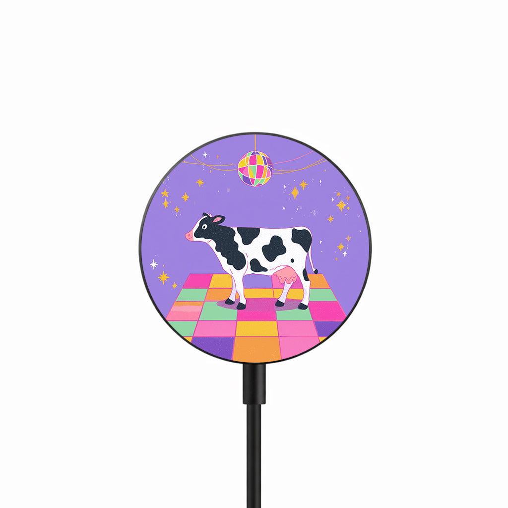 Disco Cow Fever 25W Qi2.2 magnetic wireless charger front view