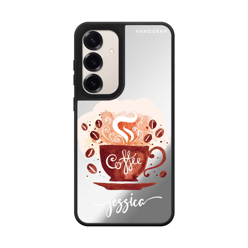 Custom name Fragrant Coffee Samsung Galaxy mirror case front view