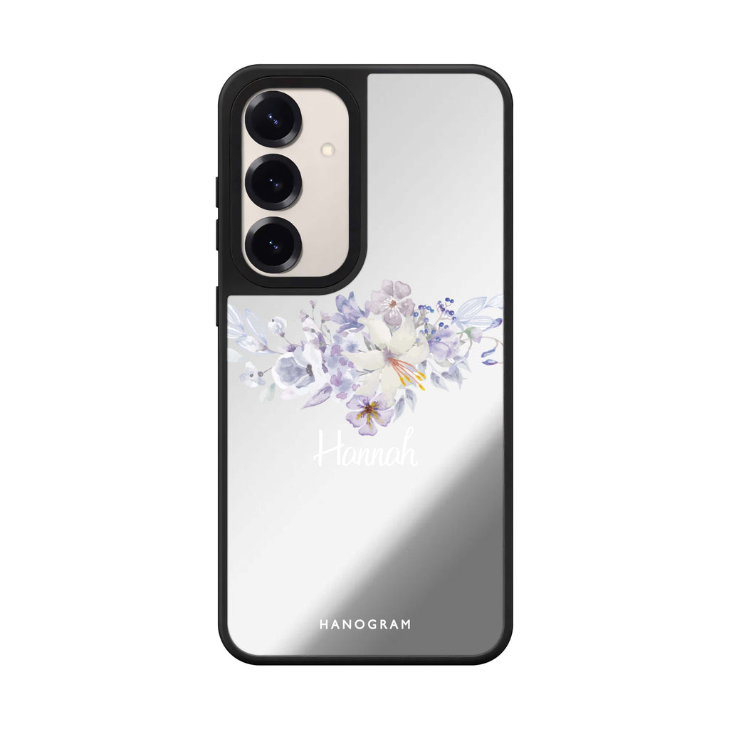 Custom name Serene Flowers Me Samsung Galaxy mirror case front view