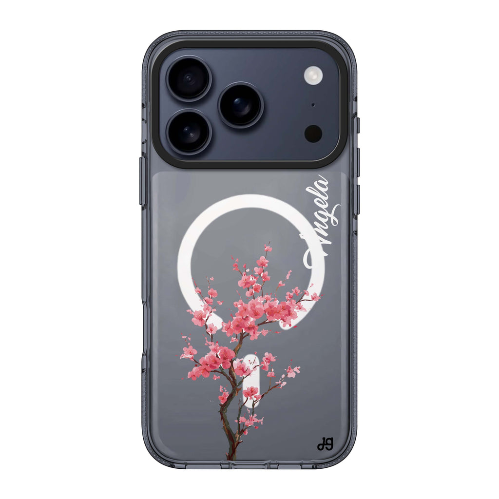Pink Sakura personalized name pink flower floral spring iPhone 17 Pro Max ultra clear case