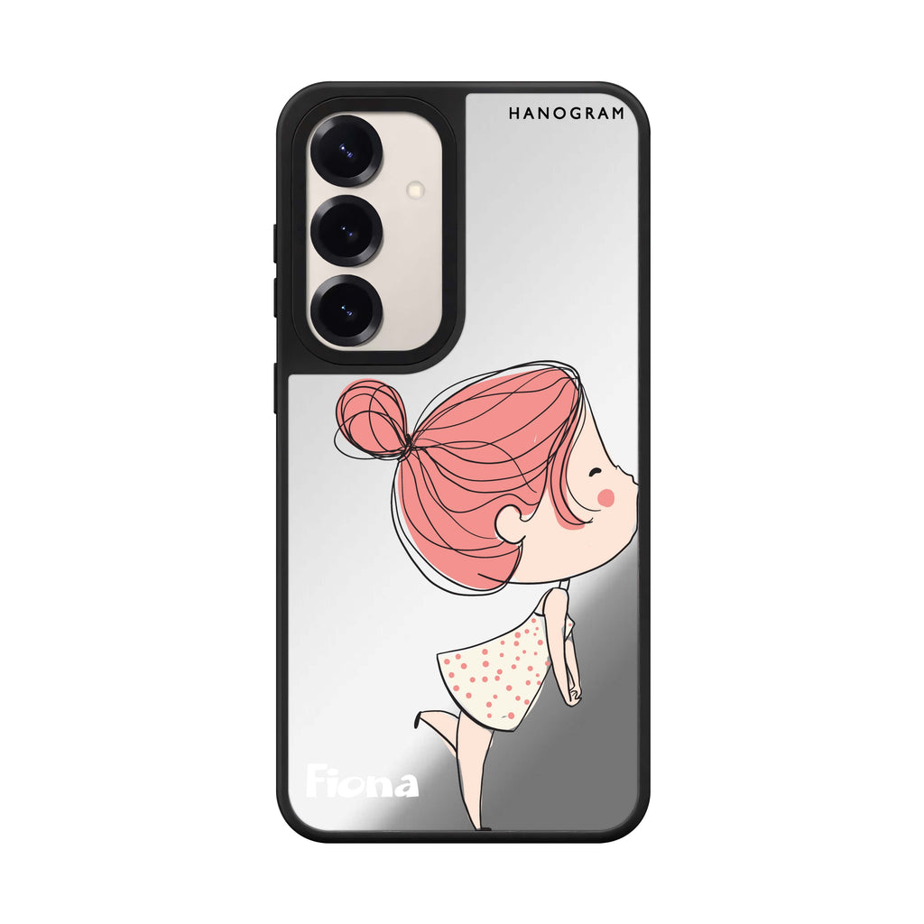 Custom name Cute Girl Kissing Samsung Galaxy mirror case front view