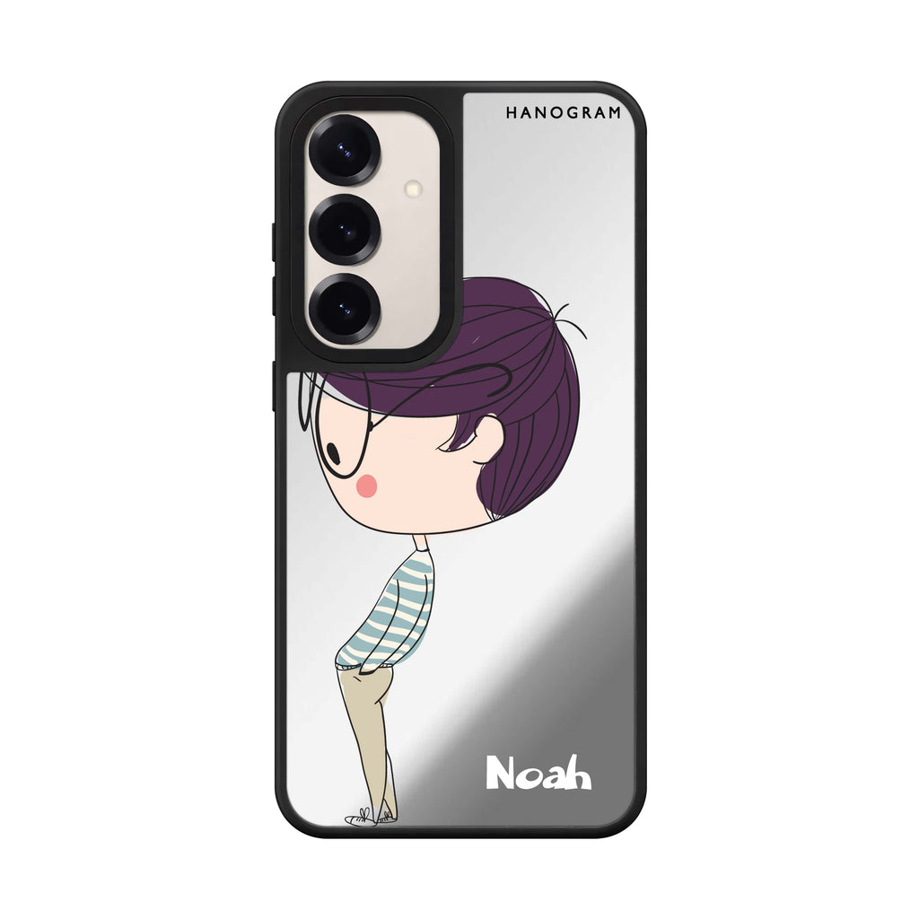 Custom name Boy Kissing Samsung Galaxy mirror case front view