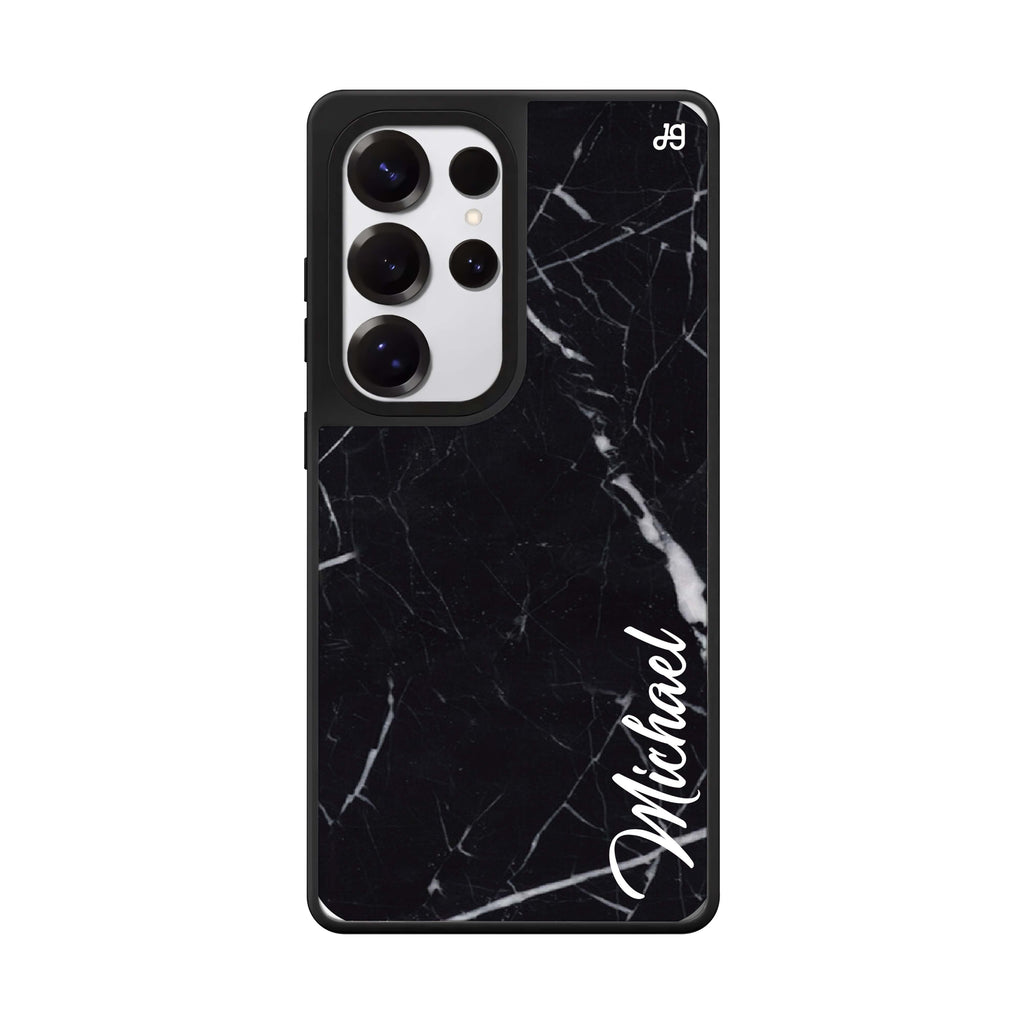 Custom Black Marble – Deep Love Samsung Galaxy S25 S24 S23 Ultra mirror case, front view