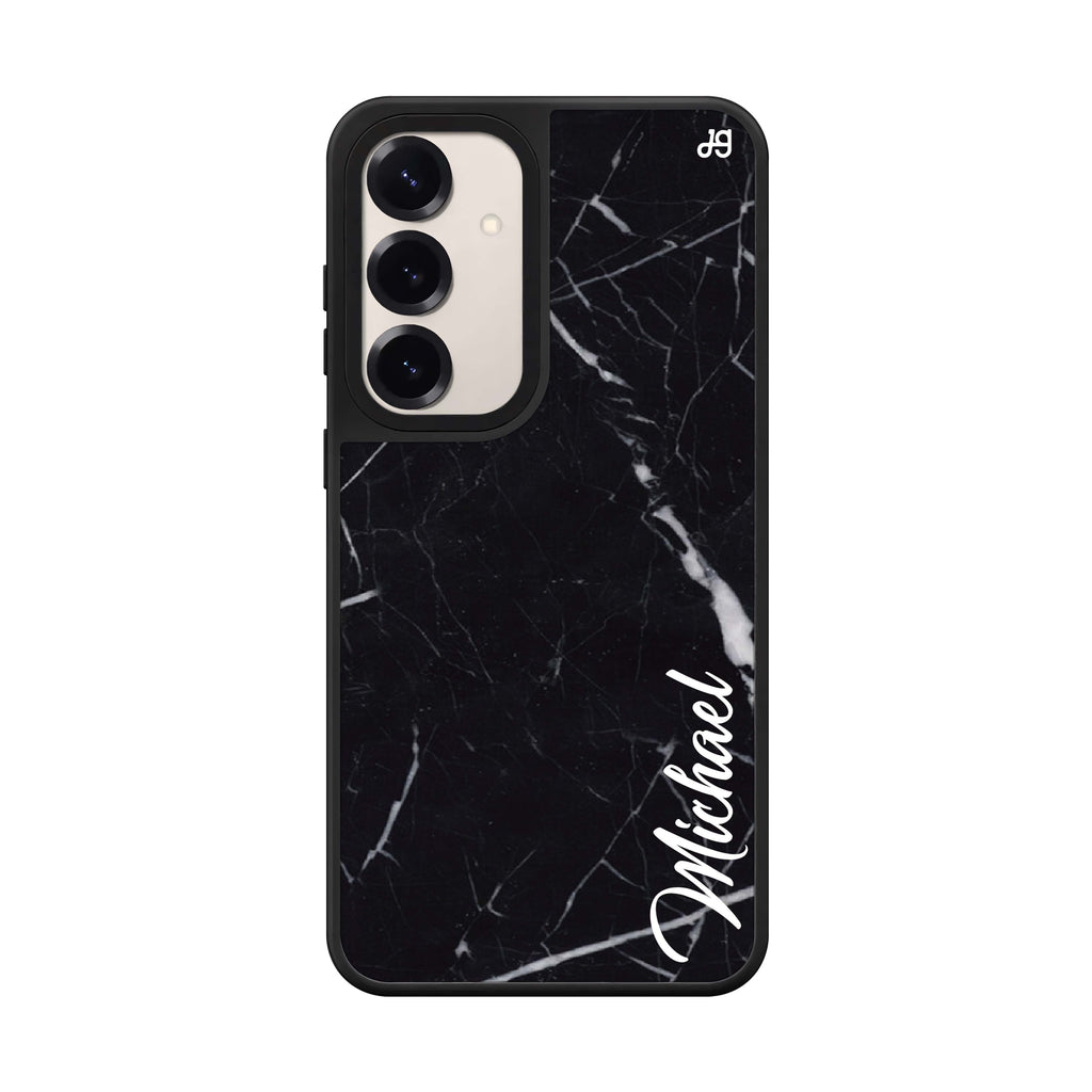 Custom name Black Marble Deep Love Samsung Galaxy mirror case front view