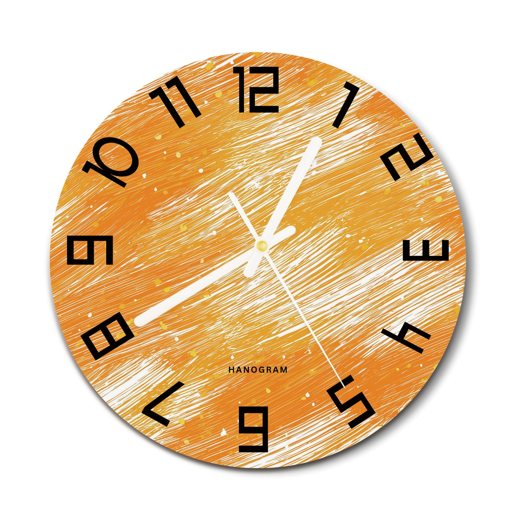 Amber Motion Streak premium glass wall clock, gold accent home decor clock, main view