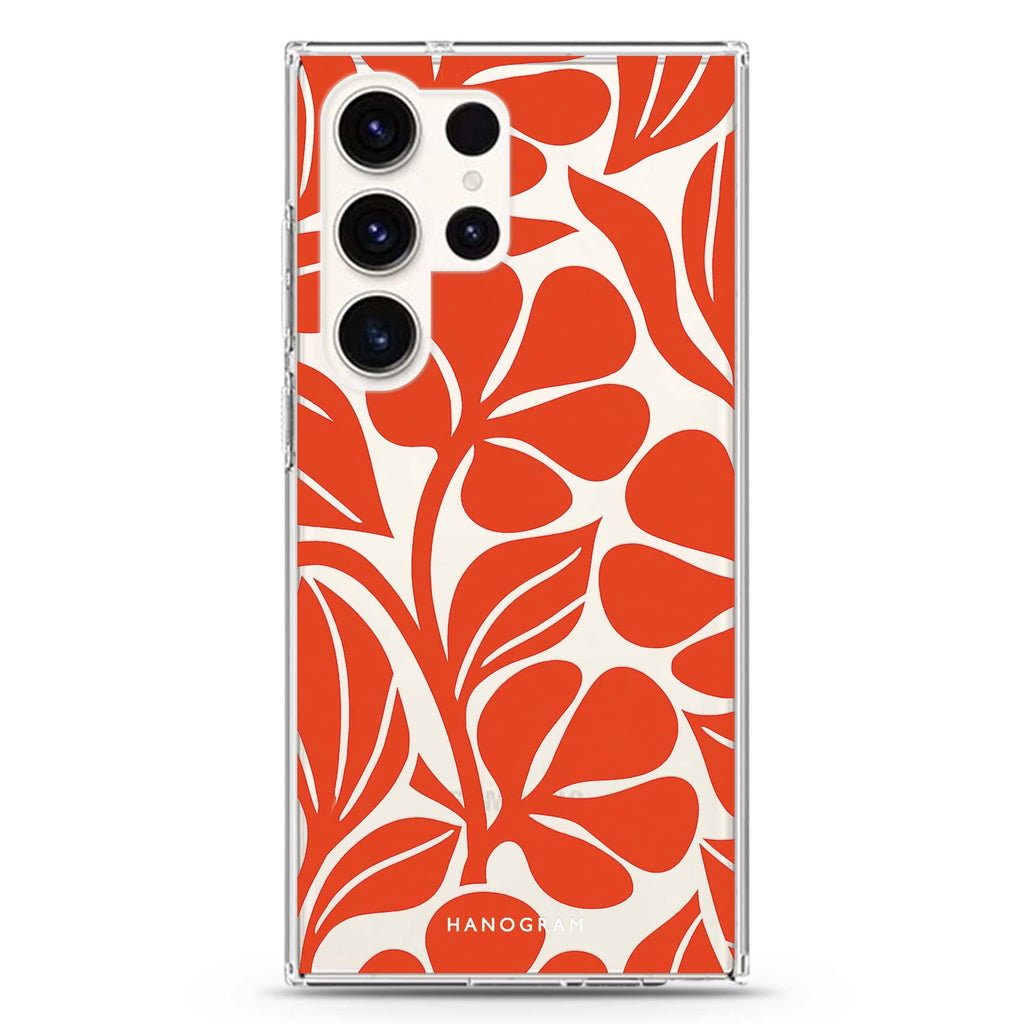 Paprika Petal Cutouts Samsung Galaxy Ultra Clear Case — front view