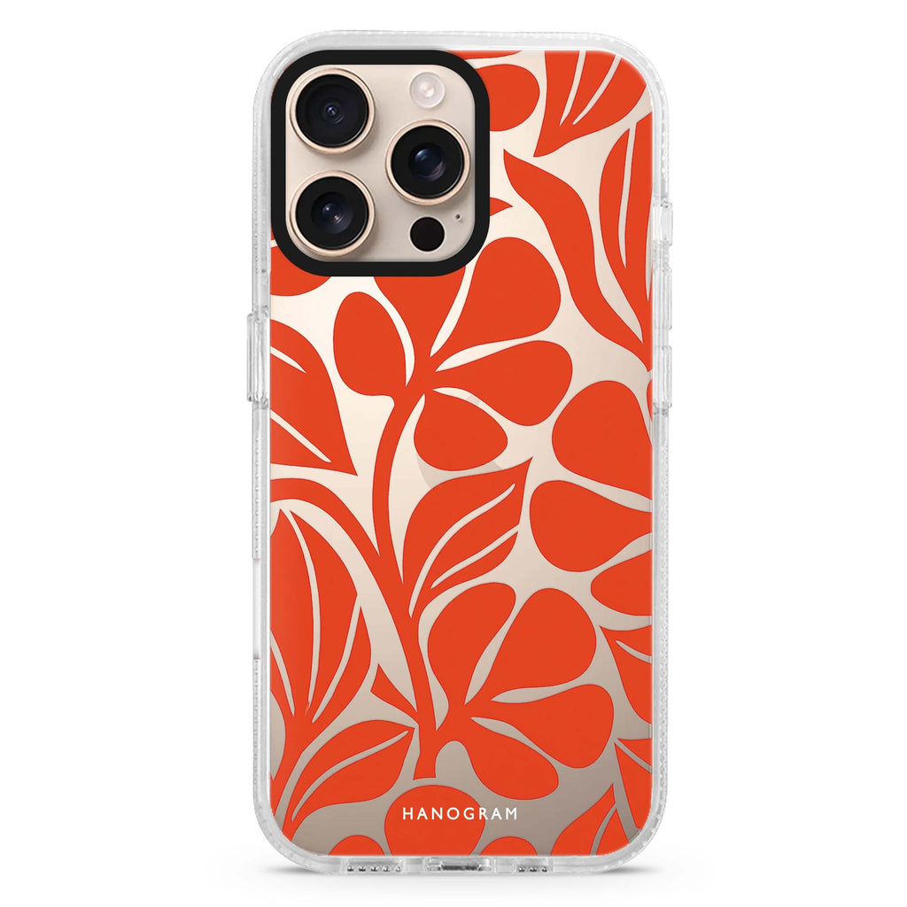 Paprika Petal Cutouts iPhone 16 Pro Max Ultra Clear Case - front view
