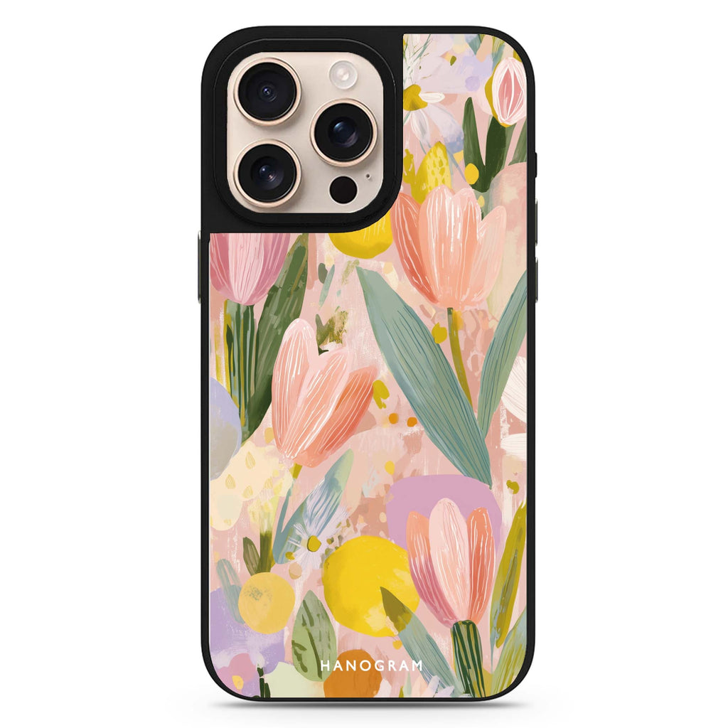 Pastel Garden floral design iPhone 16/15/14 Pro Max & Pro mirror case