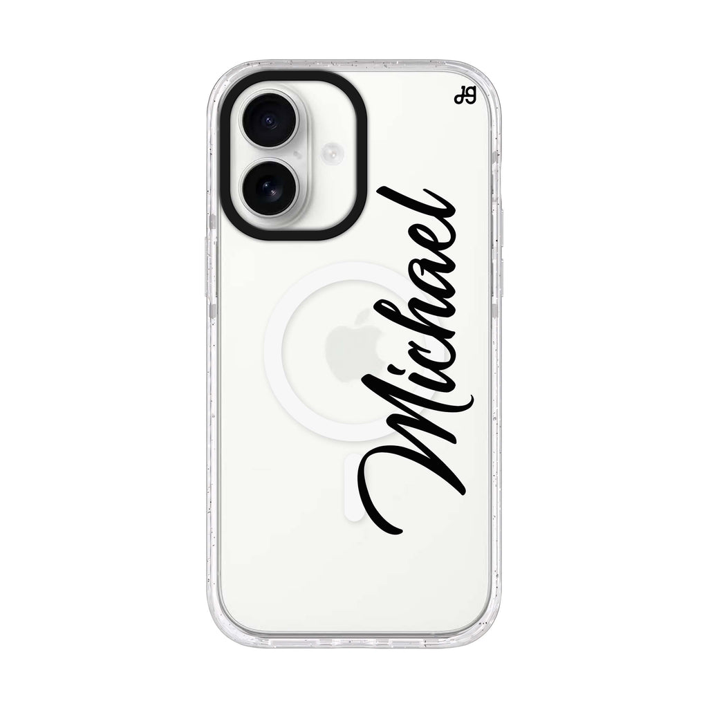 Magnificent Handwritten personalized name iPhone 17 ultra clear MagSafe case, front product view