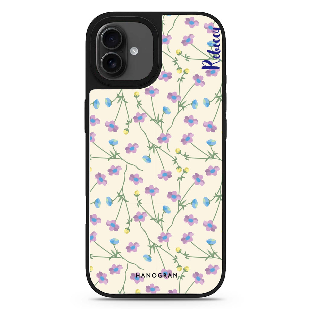 Girly floral personalized name iPhone 17 mirror case