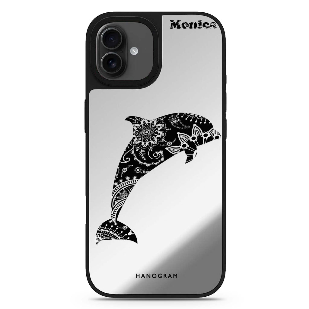 Mandala dolphin personalized name iPhone 17 mirror case