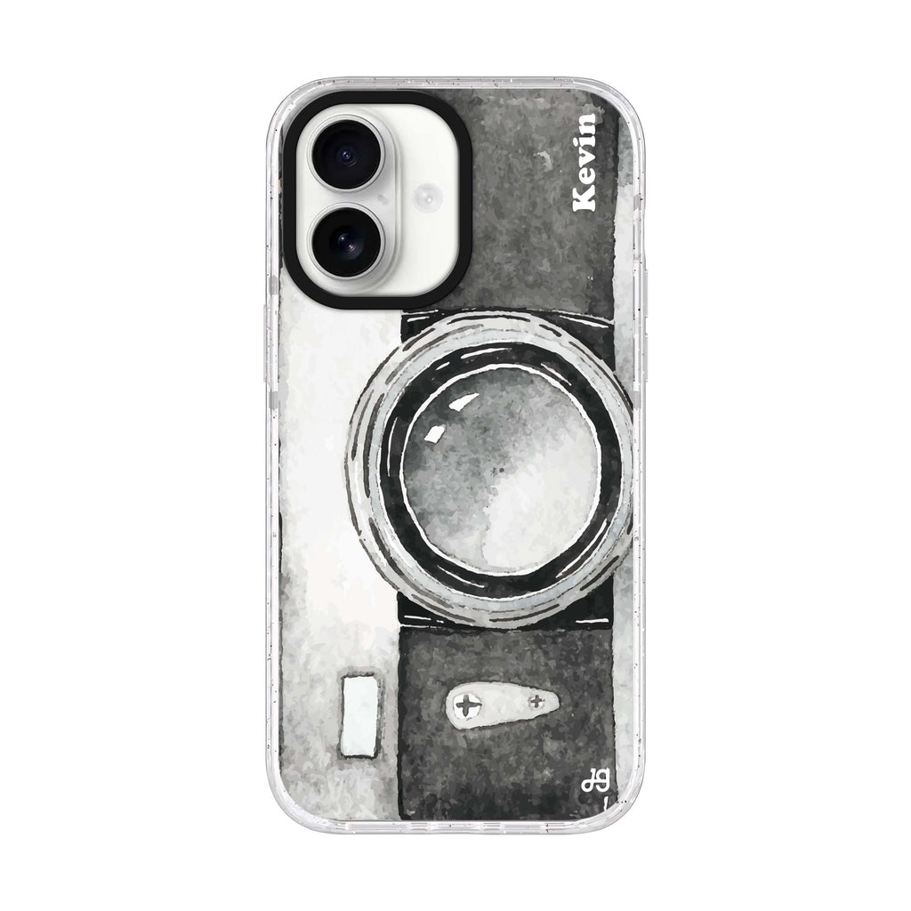 Fashion Camera personalized name iPhone 17 ultra clear MagSafe case, front product view