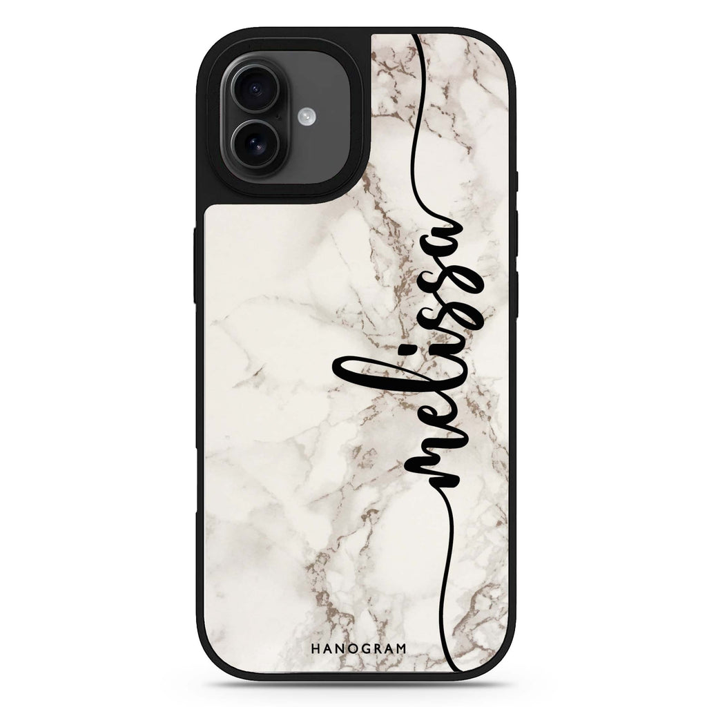 Marble Edition V personalized name abstract art iPhone 17 mirror case