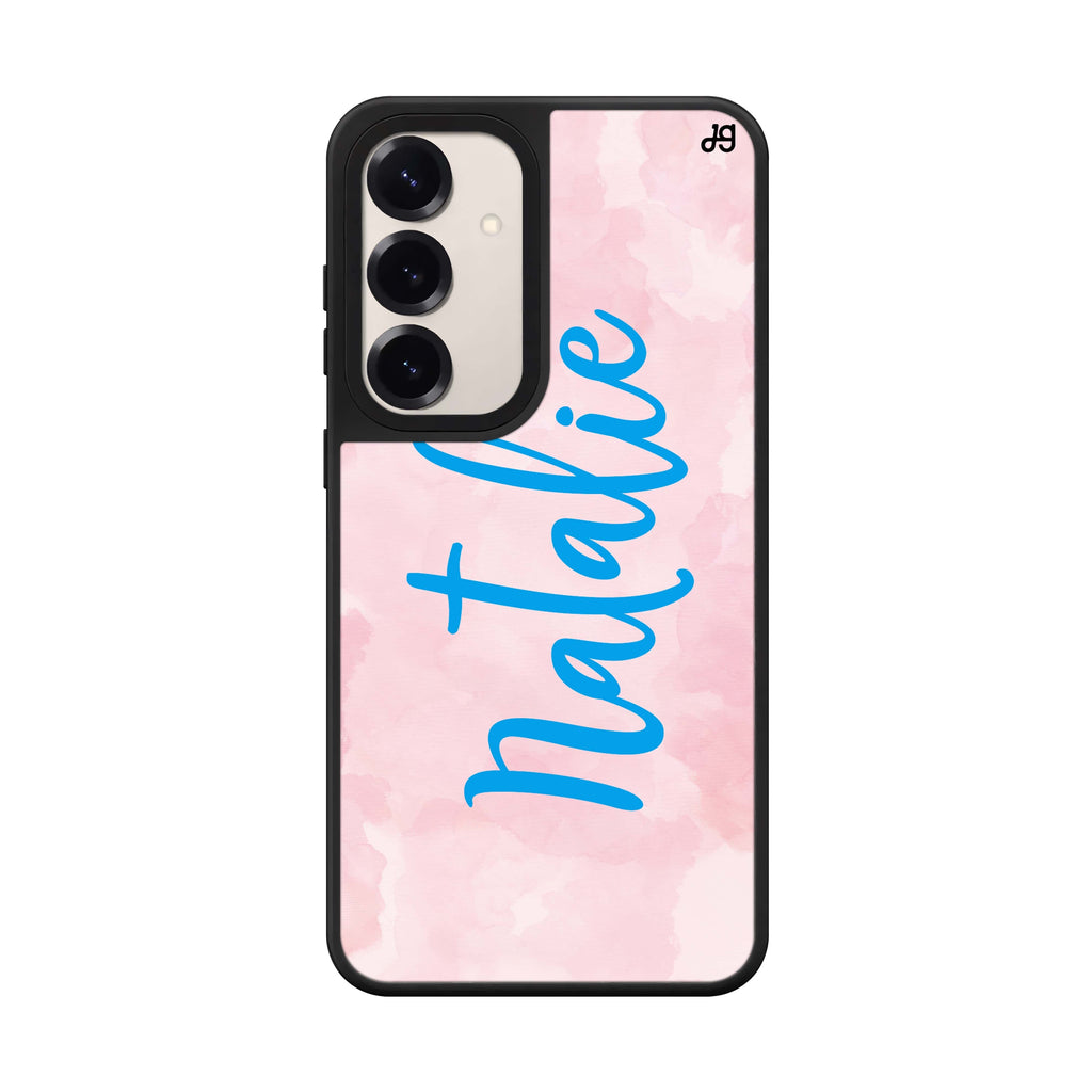 Custom name Pink Aqua Samsung Galaxy mirror case front view