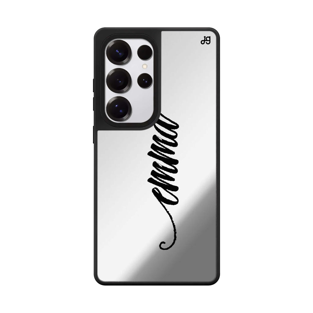 Custom Vintage Writing Samsung Galaxy S25 S24 S23 Ultra mirror case, front view