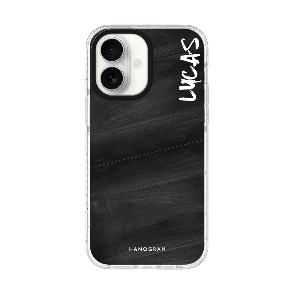 Burst Black personalized name iPhone 17 ultra clear MagSafe case, front product view