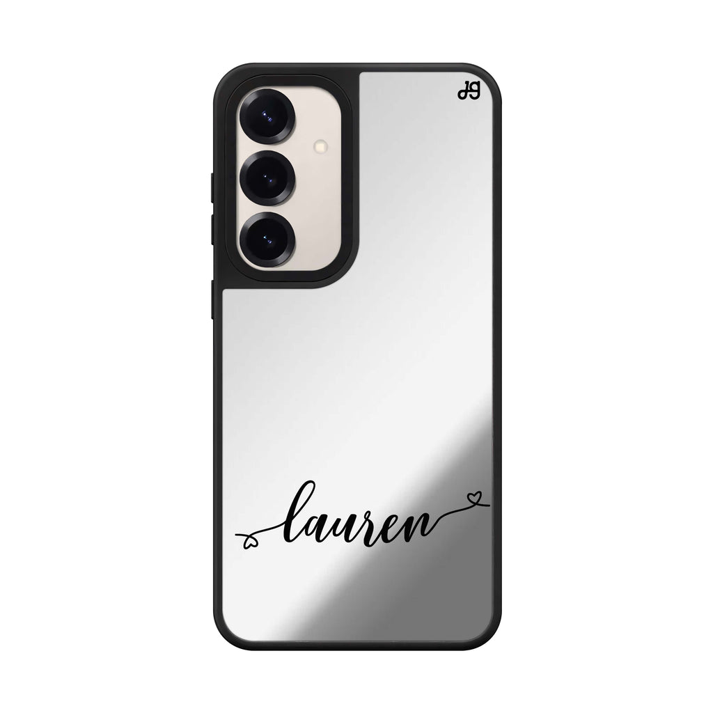 Custom name Made with Love Samsung Galaxy mirror case front view