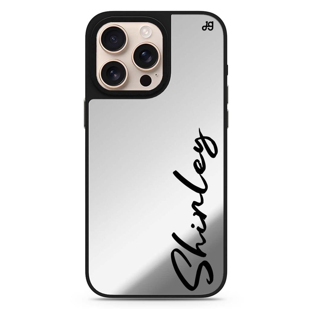 Signature Name personalized name sleek reflective design iPhone 16/15/14 Pro Max & Pro mirror case