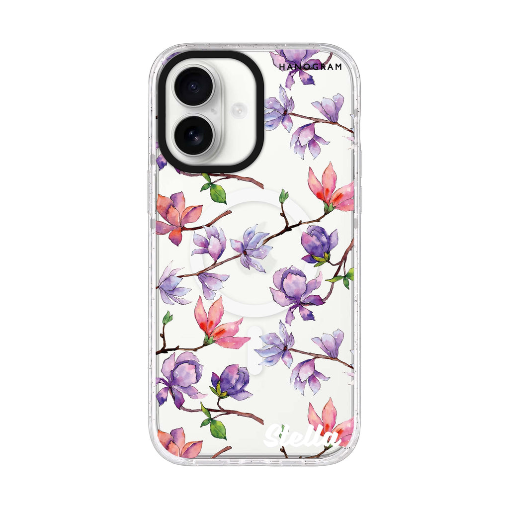 Colour In Spring personalized name iPhone 17 ultra clear MagSafe case, front product view