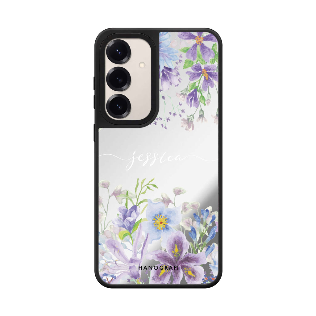 Custom name Flowers Bloom Samsung Galaxy mirror case front view