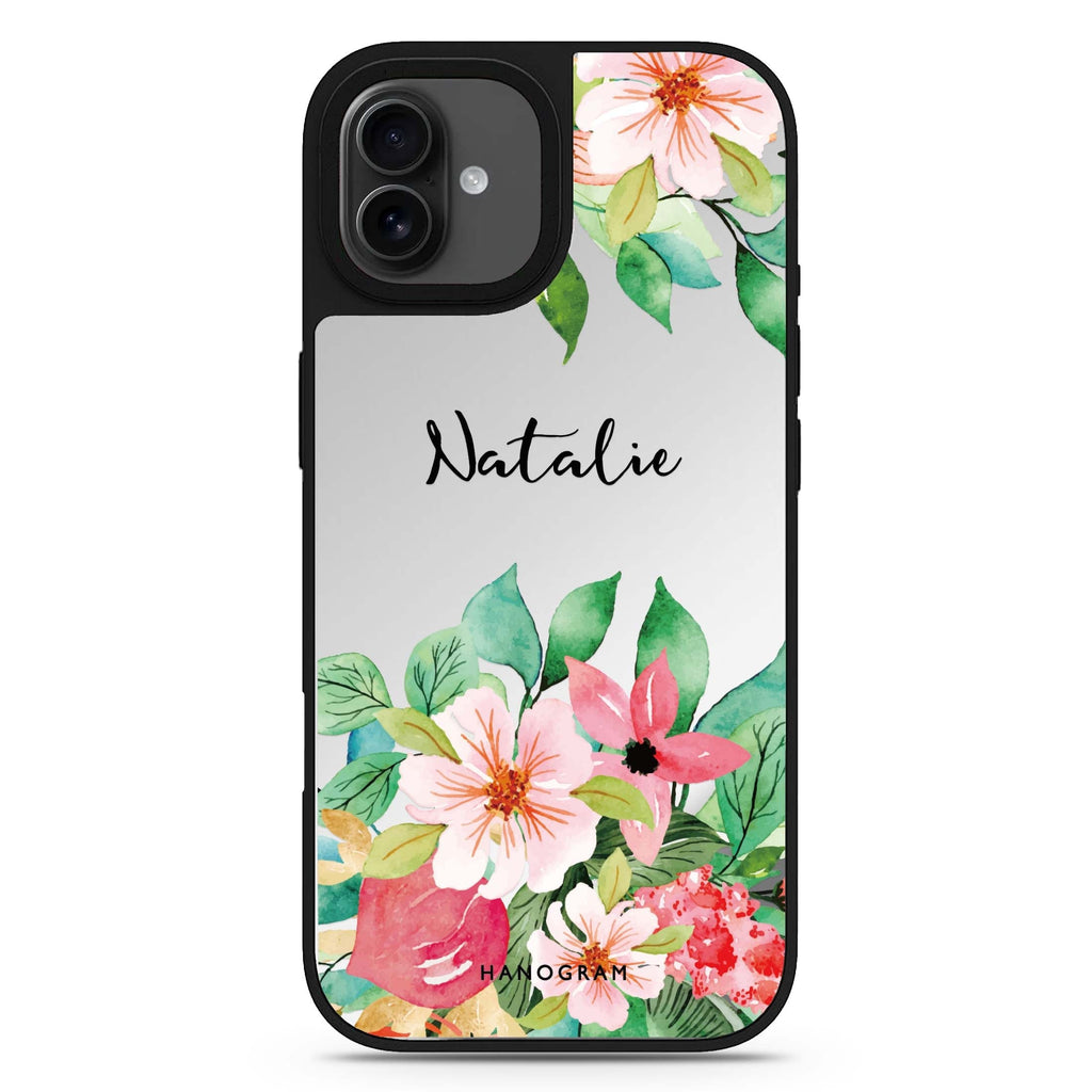 Floral Life personalized name iPhone 17 mirror case
