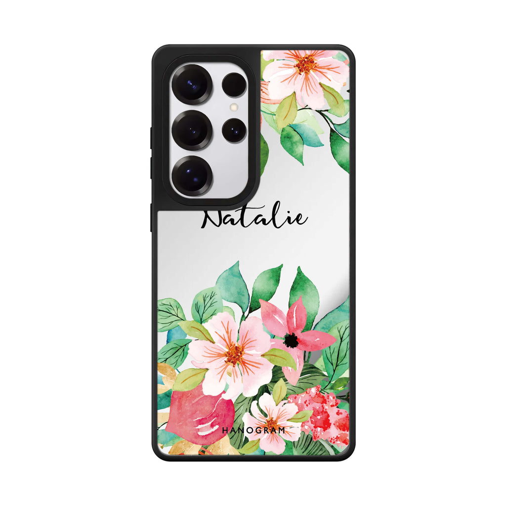 Custom Floral Life Samsung Galaxy S25 S24 S23 Ultra mirror case, front view