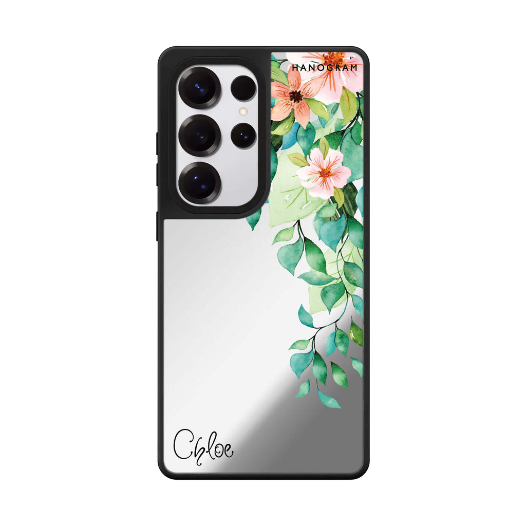 Custom Secret Flower Samsung Galaxy S25 S24 S23 Ultra mirror case, front view
