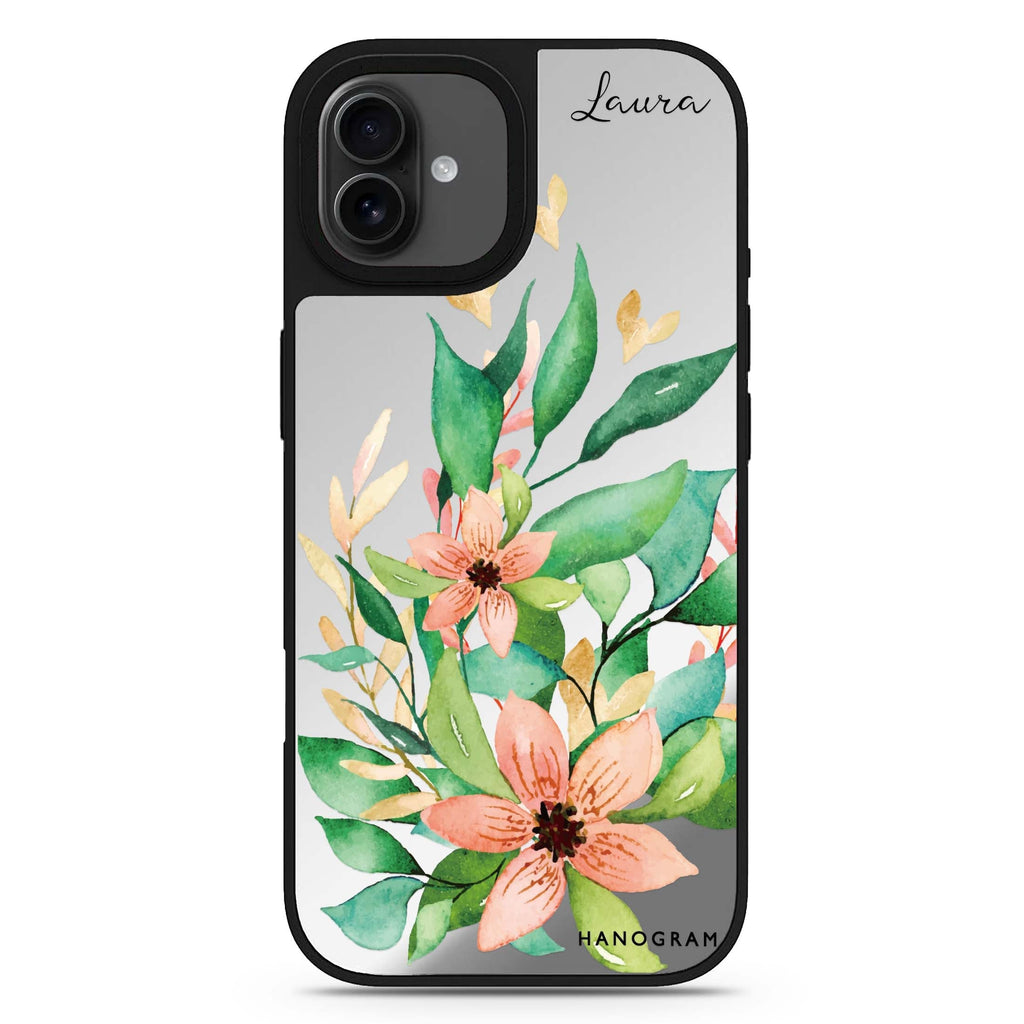 Floral Bloom personalized name iPhone 17 mirror case